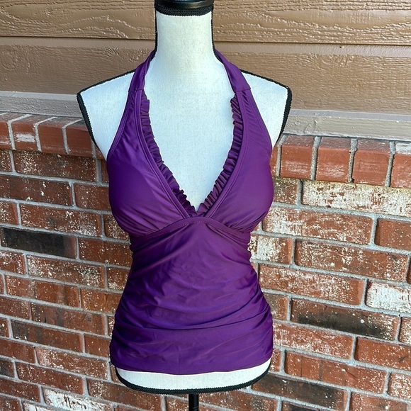 Other - Women's Purple Tummy Control Halter Tankini Swim Top Size Small